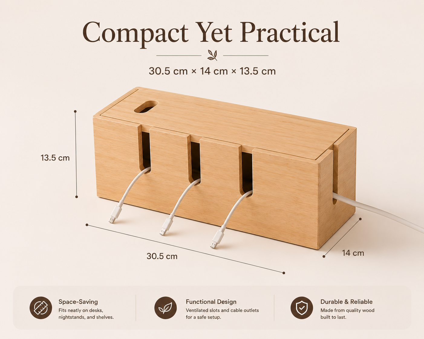 CordNest™ Wooden Cable Management Box