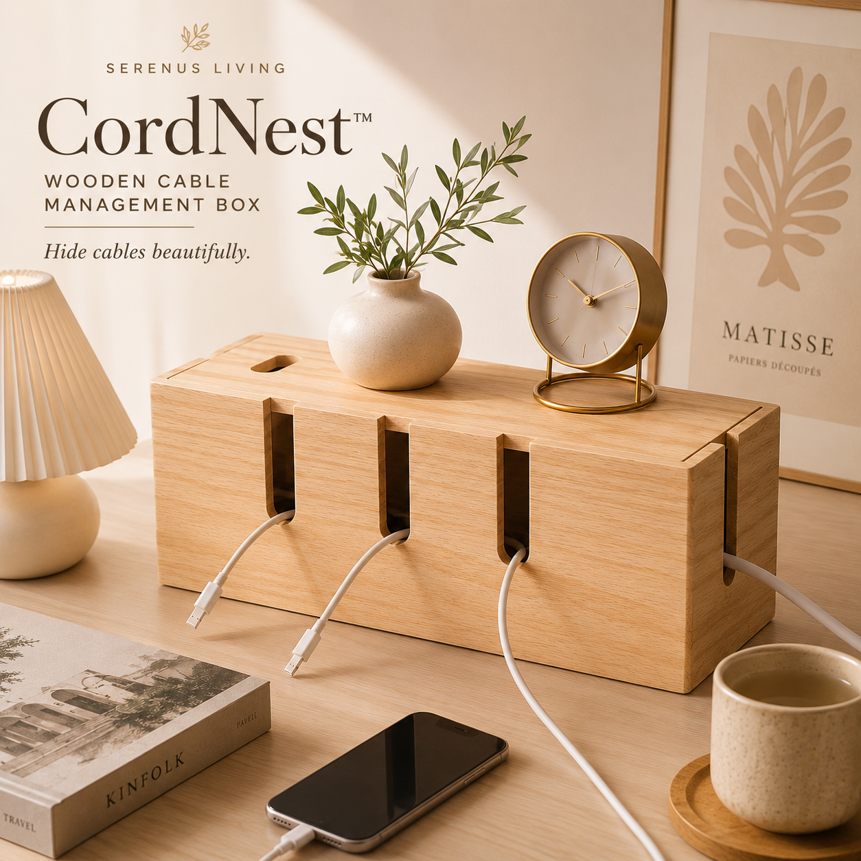 CordNest™ Wooden Cable Management Box