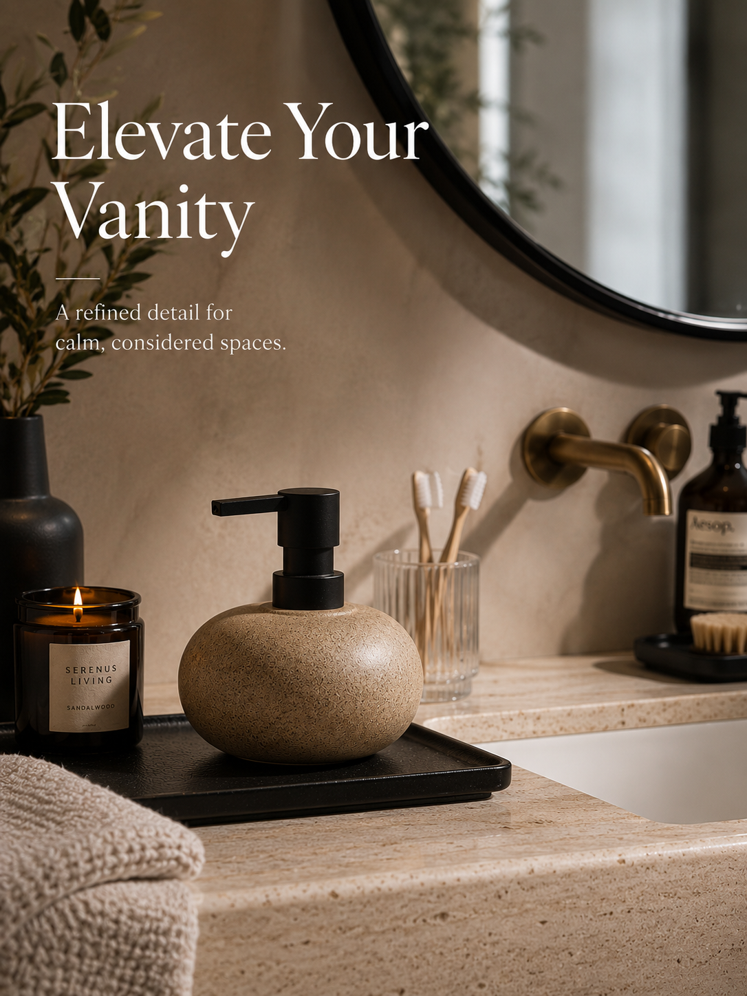 AuraStone™ Ceramic Bathroom Dispenser