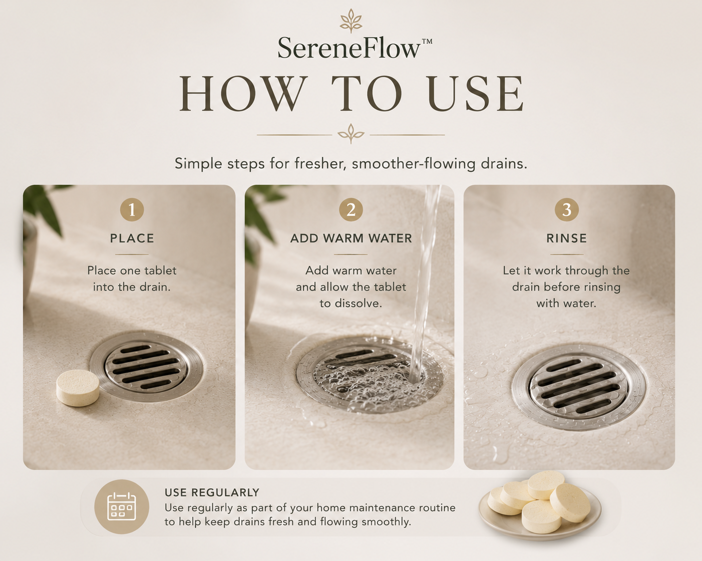 SereneFlow™ Drain Purifying Tablets