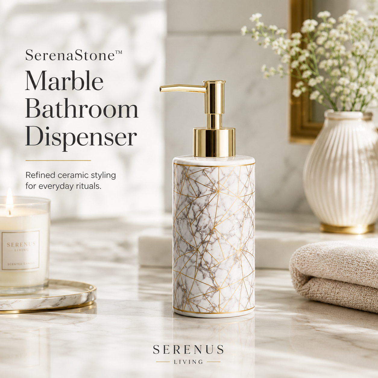 SerenaStone™ Marble Bathroom Dispenser