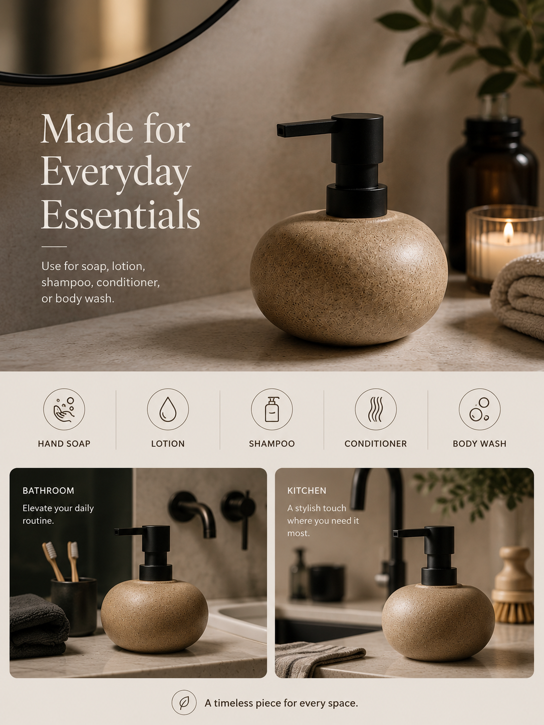AuraStone™ Ceramic Bathroom Dispenser