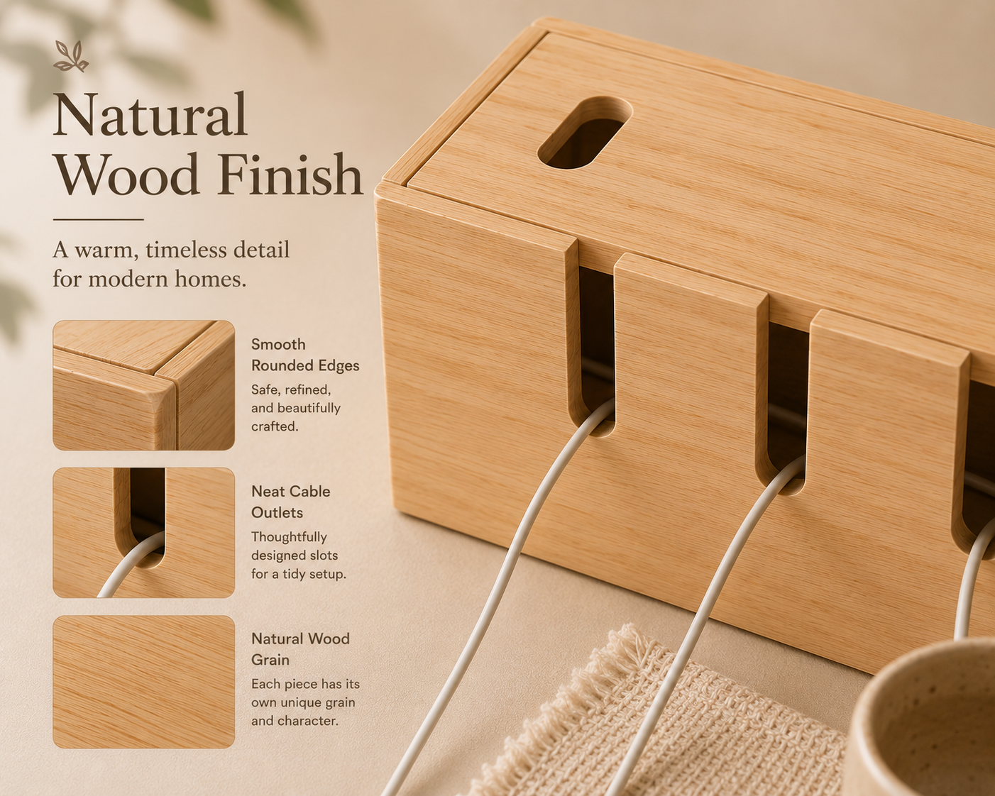 CordNest™ Wooden Cable Management Box