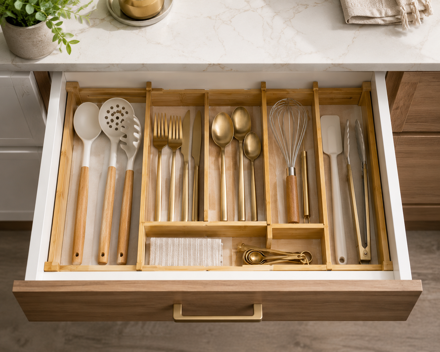 SerenaSort™ Adjustable Bamboo Drawer Dividers