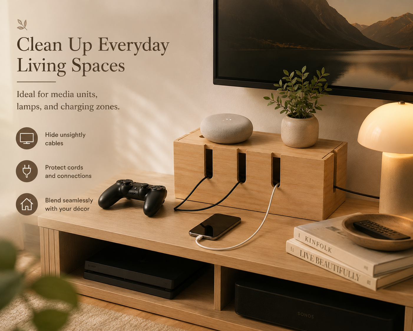 CordNest™ Wooden Cable Management Box