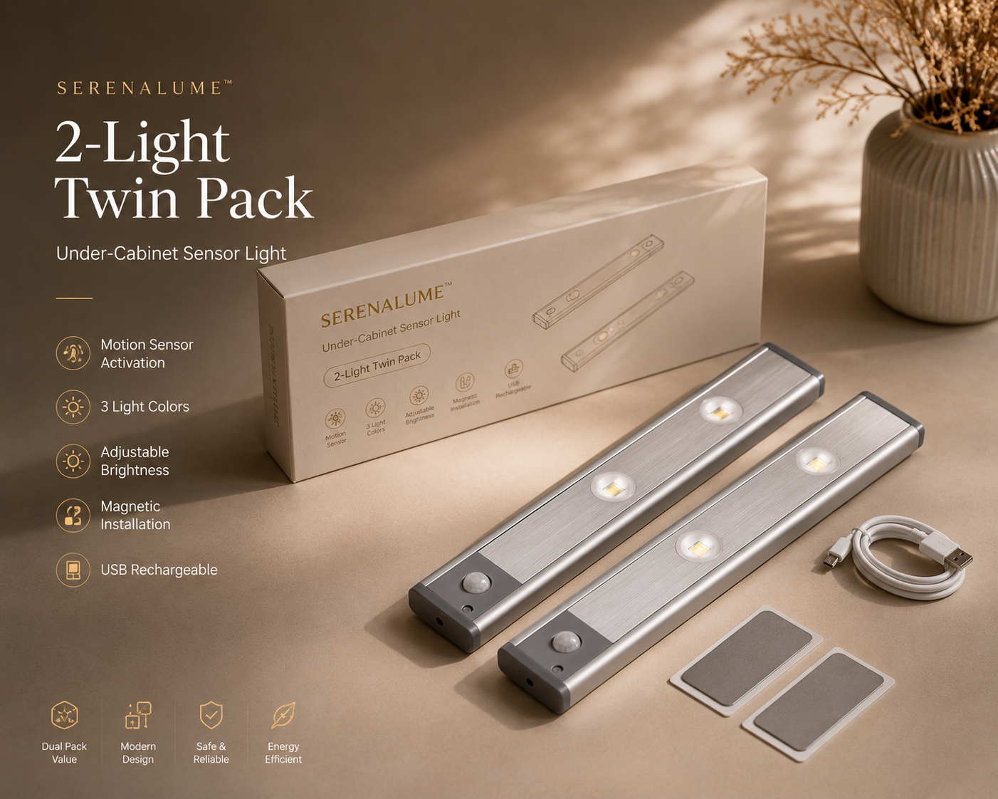 SerenaLume™ Under-Cabinet Sensor Light