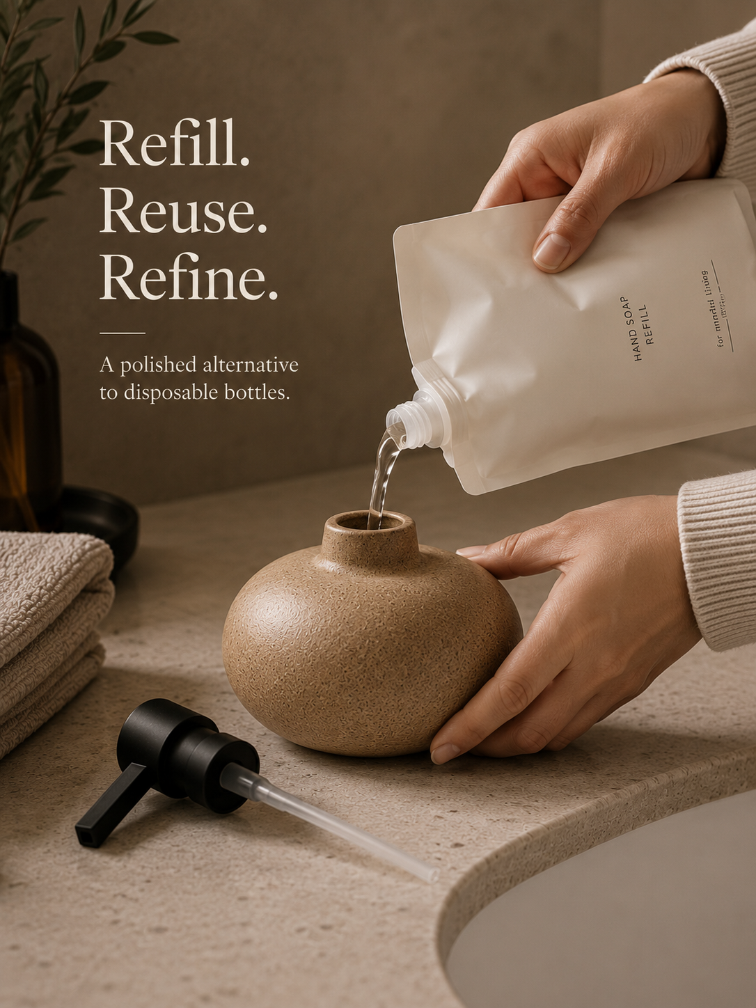 AuraStone™ Ceramic Bathroom Dispenser