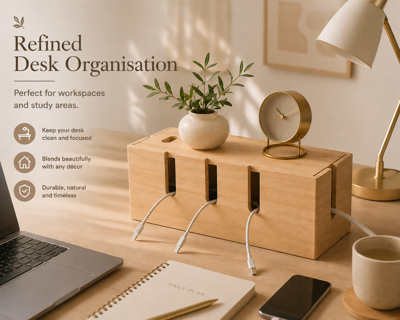 CordNest™ Wooden Cable Management Box