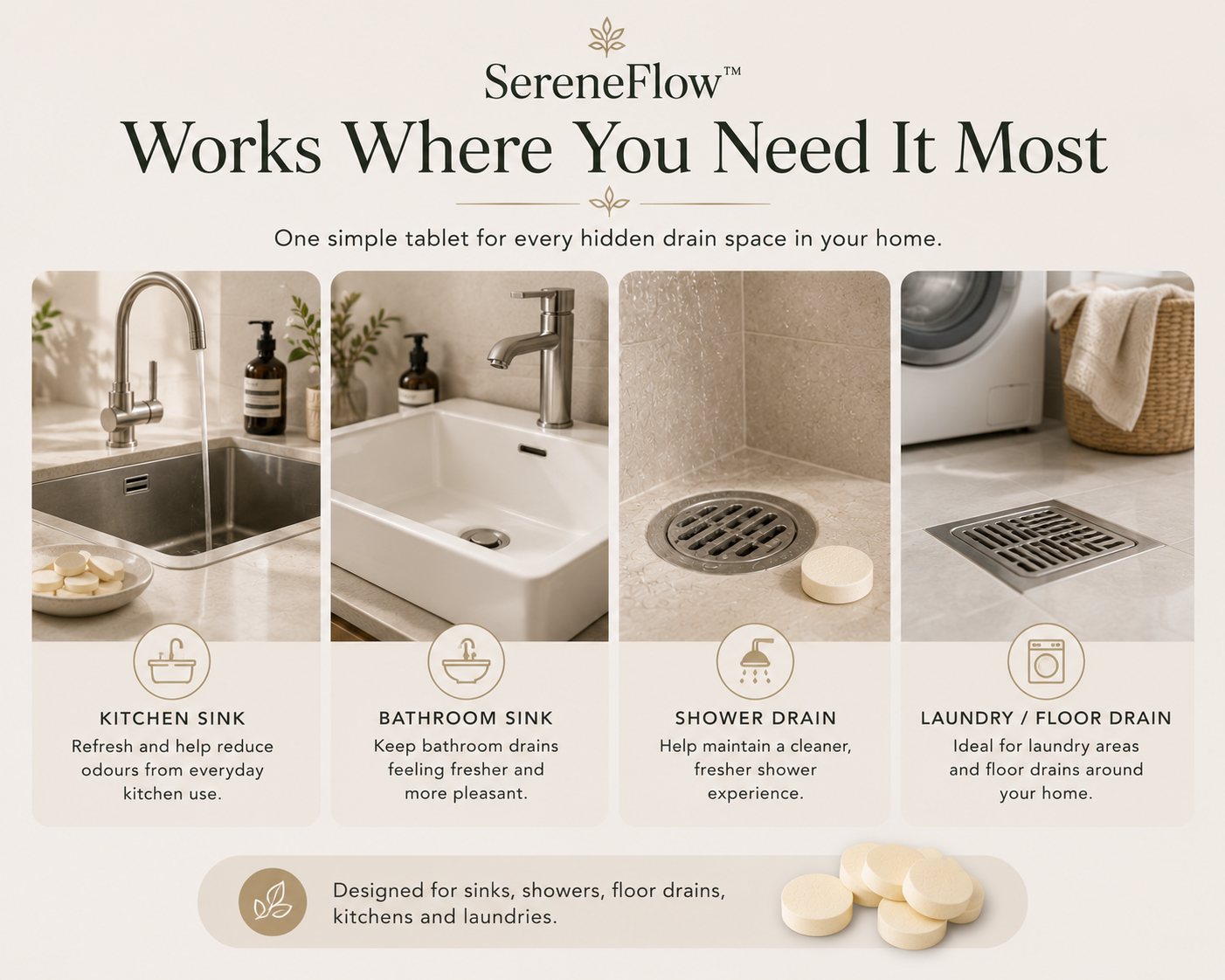SereneFlow™ Drain Purifying Tablets